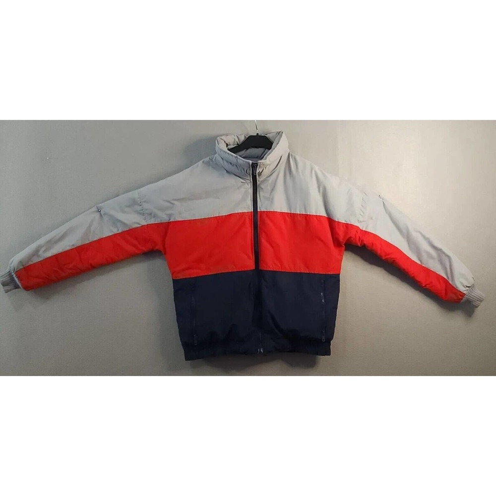 Vintage Alpine Designs Jacket Adult Medium Gray Blue Red Goose Down Coat Mens